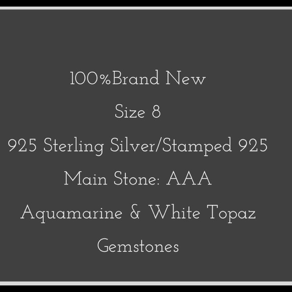 Aquamarine & White Topaz Gemstone Ring - Picture 7 of 8